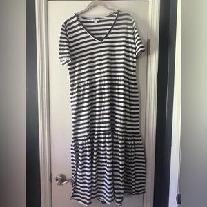 J. Crew Navy and White Striped Casual Dress